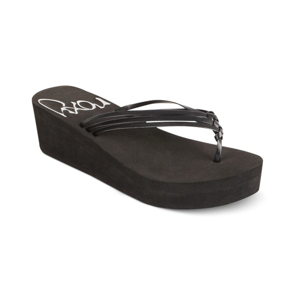 Roxy women’s wedge platform Y2K sandal size 7.5 lightweight black - Picture 1 of 8